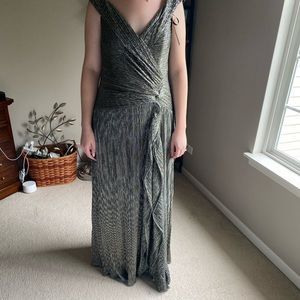 Beautiful dress for mother of the bride, never worn. Silver with dark green tone